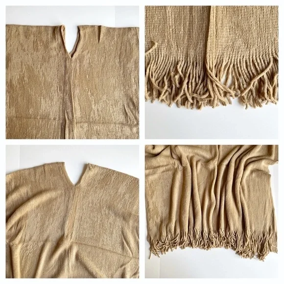 Shiraleah Rowan Camel Fringe Poncho One Size NWT Curateur Rachel Zoe - Picture 9 of 11